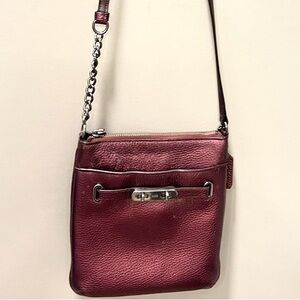Coach Purple Metallic Pebble Leather Crossbody